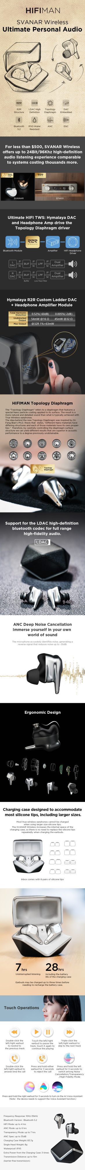 HIFIMAN Svanar Wireless Noise Cancelling Bluetooth Earphones